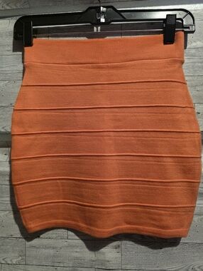 Love Culture Orange Ribbed Mini Skirt